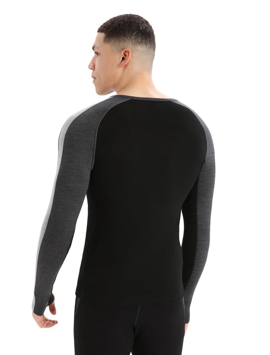 Icebreaker 200 ZoneKnit™ Merino Long Sleeve Crewe Miesten Base Layers Mustat | FI 1327GSOL